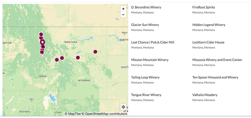 Montana Winery Map